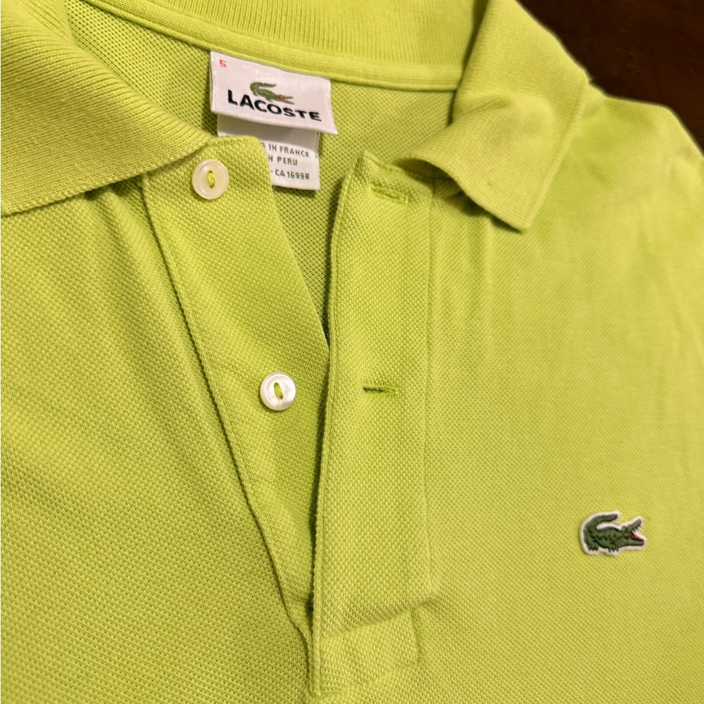 Lacoste Lime Green Polo Shirt. Size 5 (M) Regular fit. LIKE NEW!